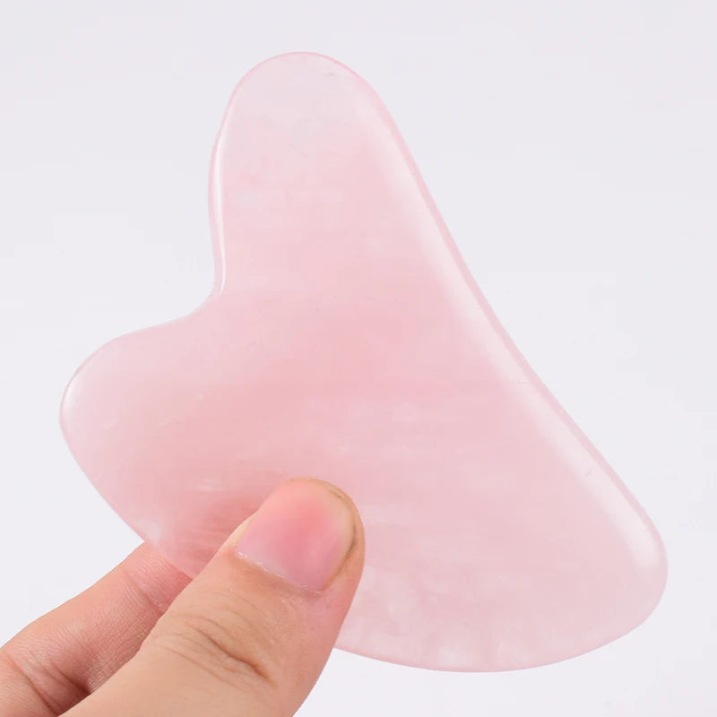 Rose Quartz Facial Roller & Gua Sha Set – Natural Stone Lymphatic Massage Tool