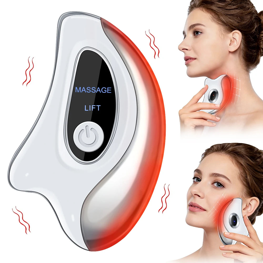 Heated Electric Gua Sha Facial Massager — Vibration & Warming Therapy