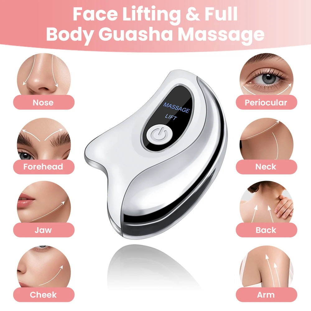 Heated Electric Gua Sha Facial Massager — Vibration & Warming Therapy