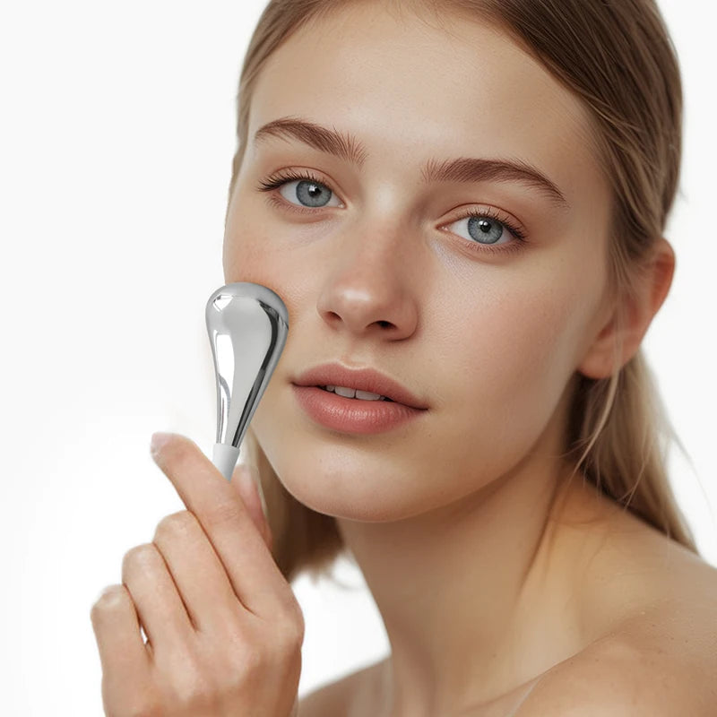 Stainless Steel Ice Globes — Cooling Facial Massage Tool for Puffiness & Glow