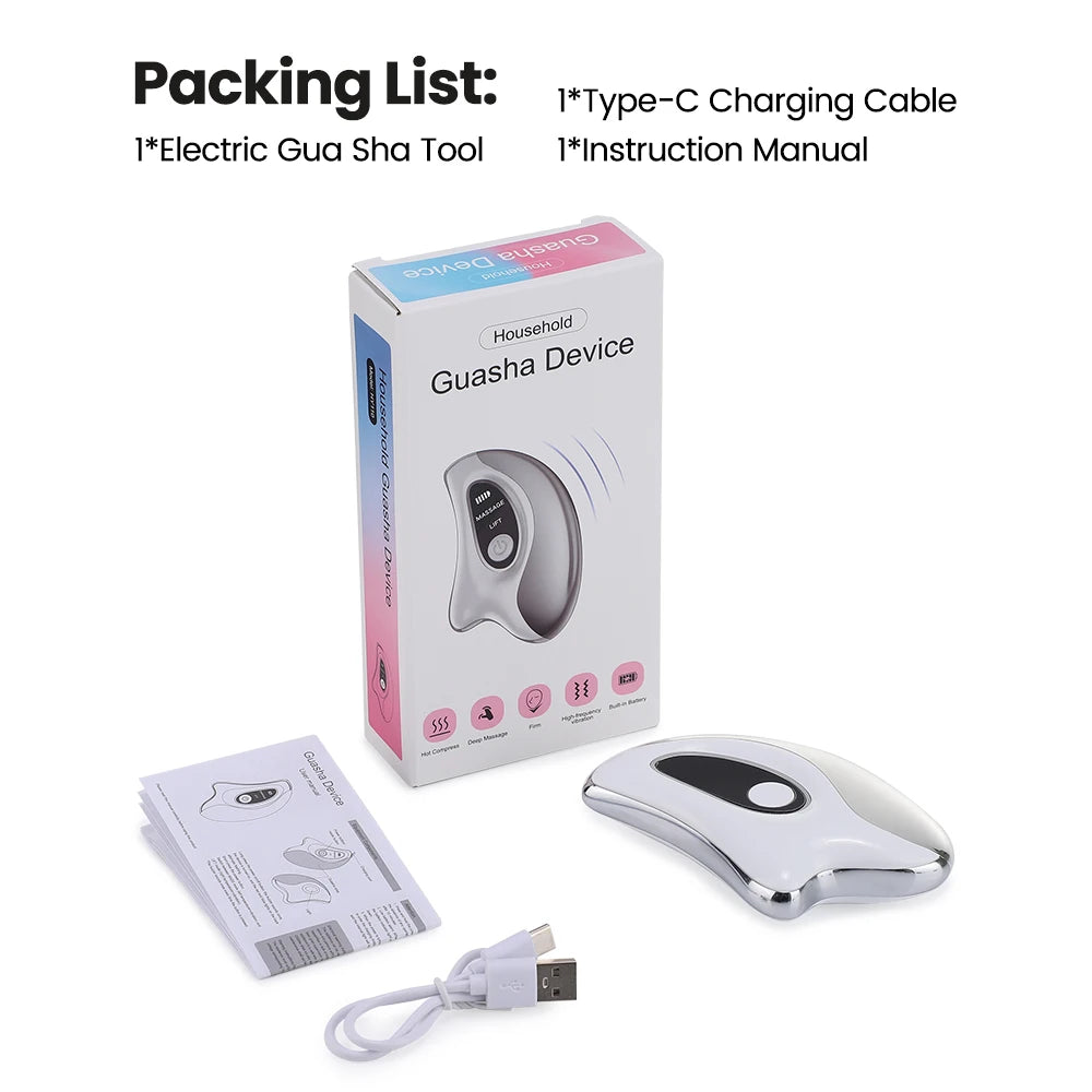 Heated Electric Gua Sha Facial Massager — Vibration & Warming Therapy
