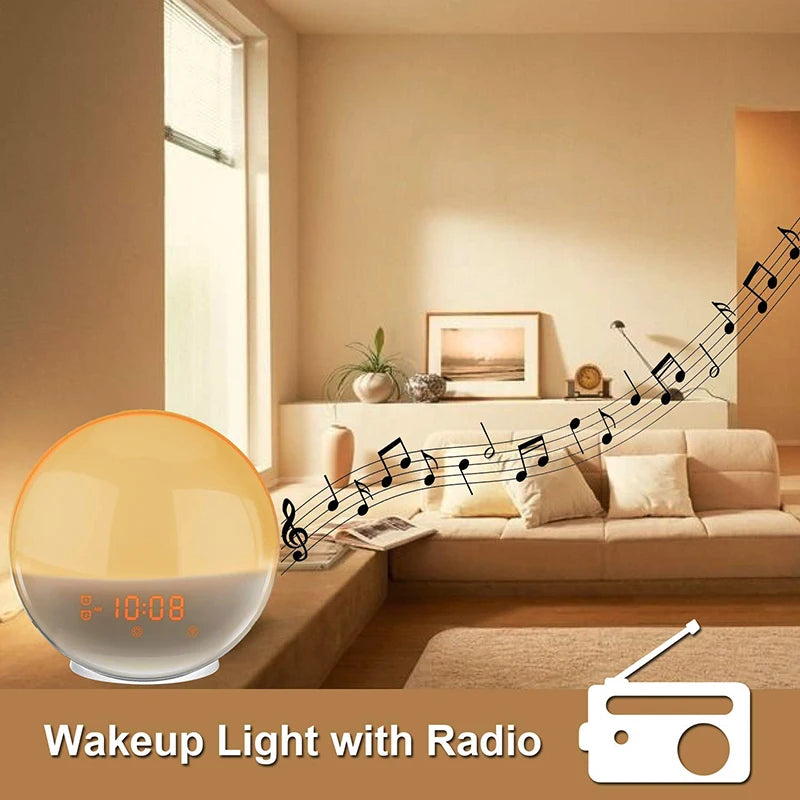 Sunrise Wake-Up Light Alarm Clock — Sunset Simulation, FM Radio & Nature Sounds