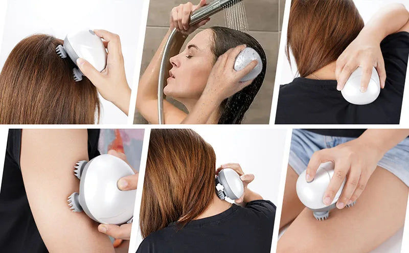 Electric Scalp Massager — Waterproof 3D Head Massager with 6 Massage Modes