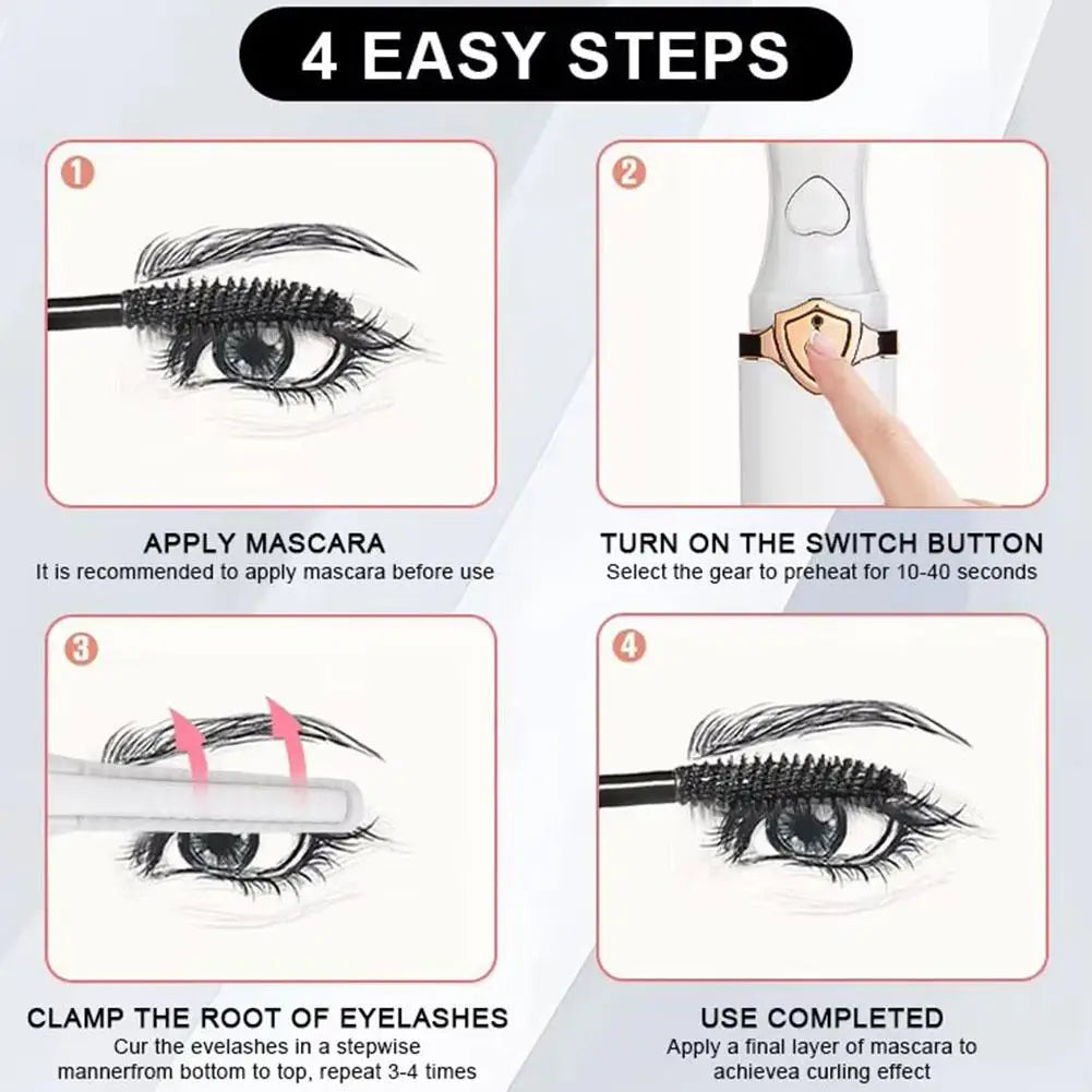Heated Eyelash Curler — 3 Temperature Modes, USB Rechargeable Lash Styling Tool