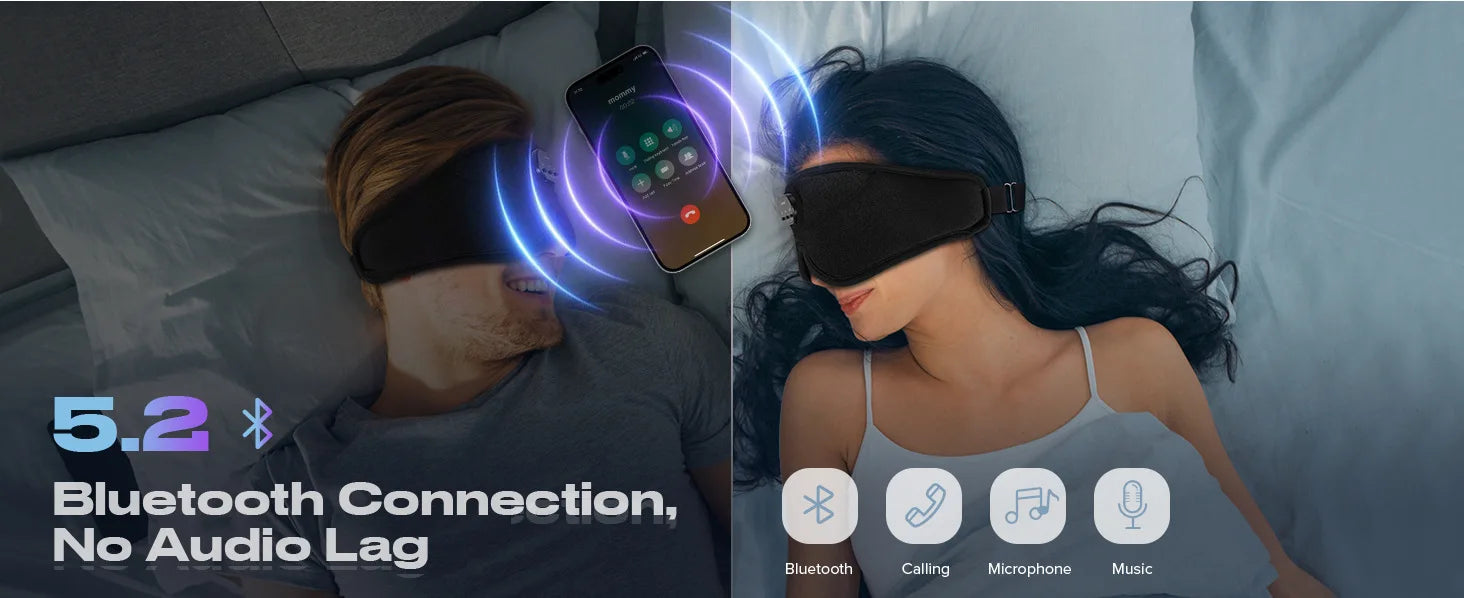 3D Bluetooth Sleep Mask — Blackout Eye Mask with Wireless Headphones