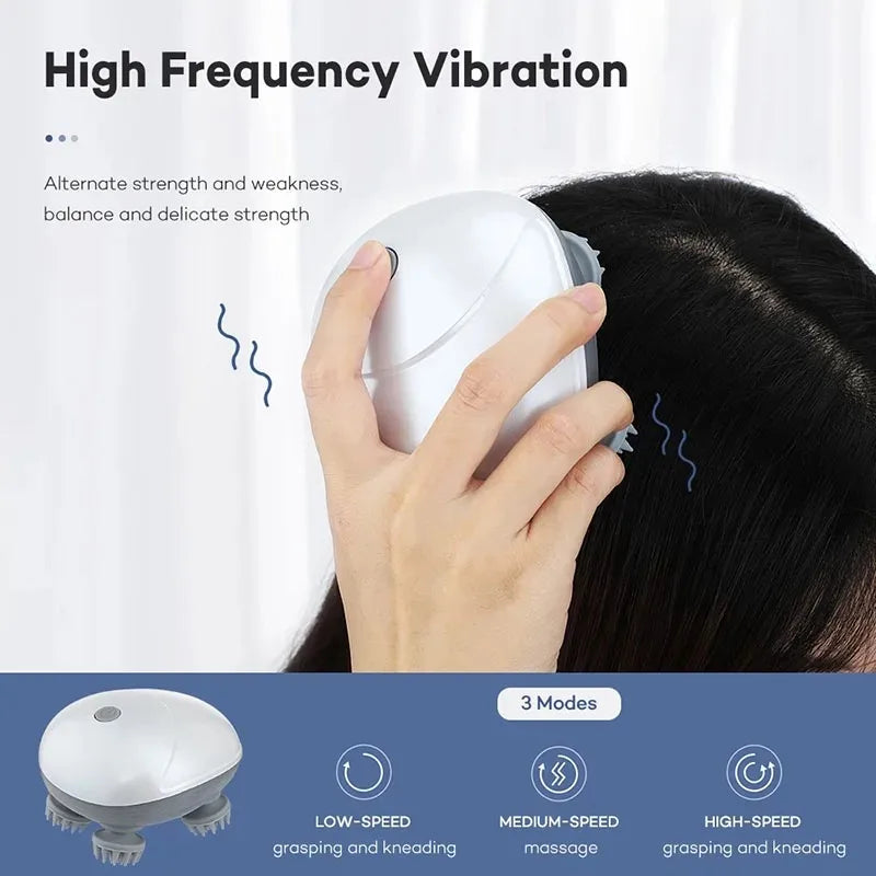 Electric Scalp Massager — Waterproof 3D Head Massager with 6 Massage Modes