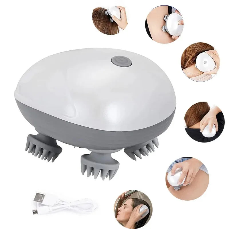 Electric Scalp Massager — Waterproof 3D Head Massager with 6 Massage Modes