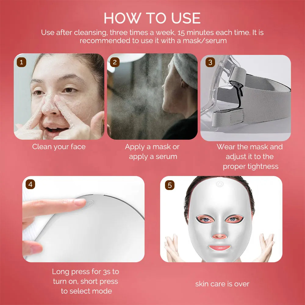 Wireless 7-Colour LED Face Mask — Light Therapy for Radiant, Firmer-Looking Skin
