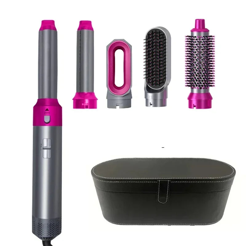 5-in-1 Hot Air Styling Brush Set — Ceramic Blow Dry & Curling Tool, UK Plug