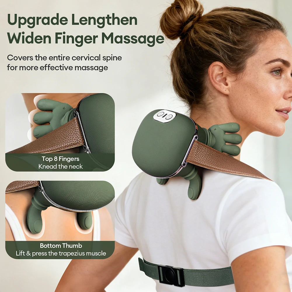 4D Neck & Shoulder Massager — Cordless Trapezius Kneading Wearable with 3 Intensity Levels