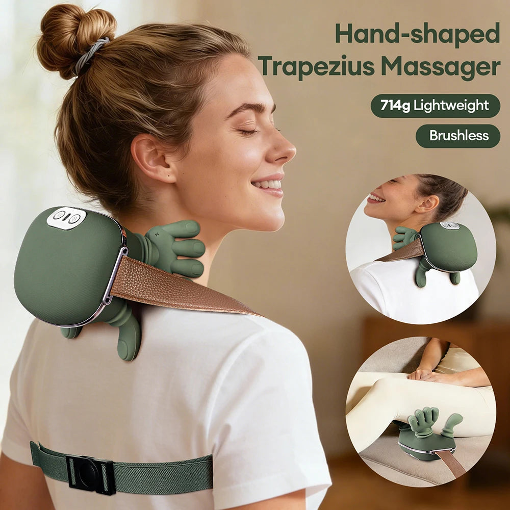 4D Neck & Shoulder Massager — Cordless Trapezius Kneading Wearable with 3 Intensity Levels