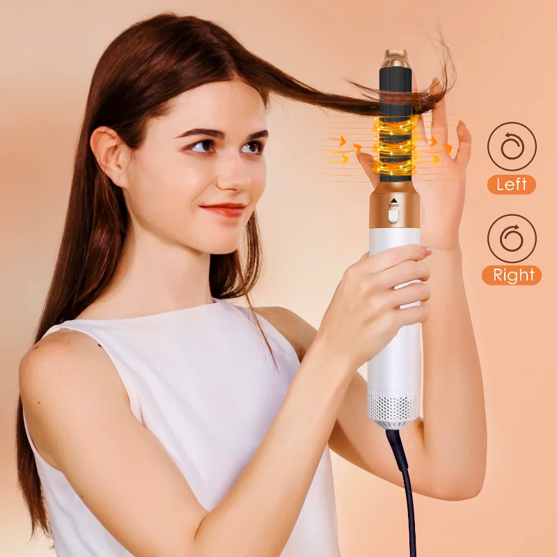 5-in-1 Hot Air Styling Brush Set — Ceramic Blow Dry & Curling Tool, UK Plug