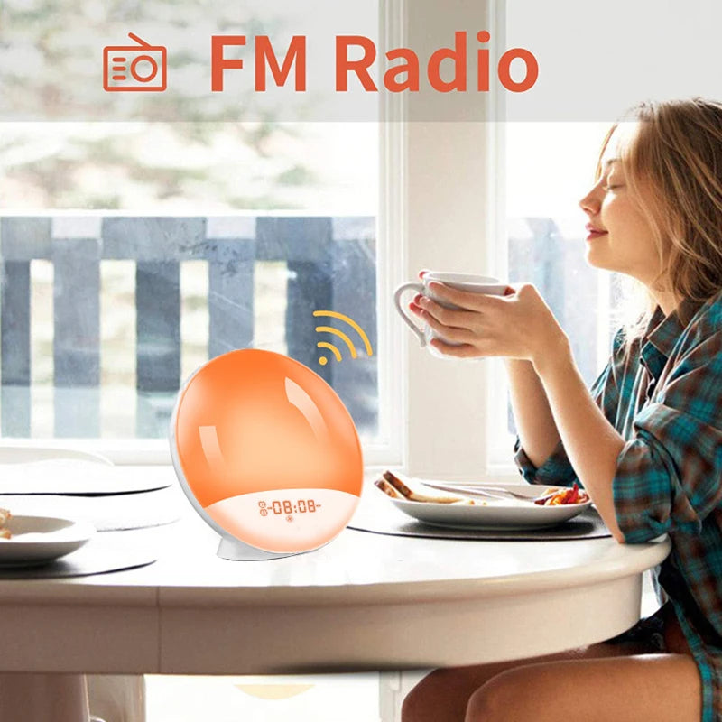 Sunrise Wake-Up Light Alarm Clock — Sunset Simulation, FM Radio & Nature Sounds