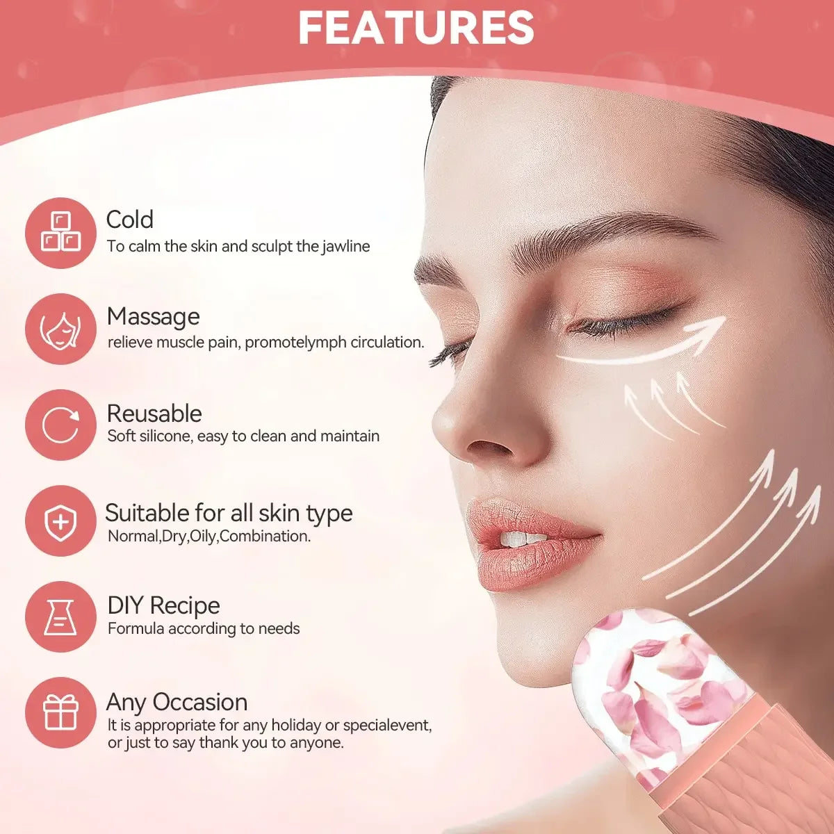 Ice Roller & Stainless Steel Gua Sha Set — Facial Sculpting & De-Puffing Tool