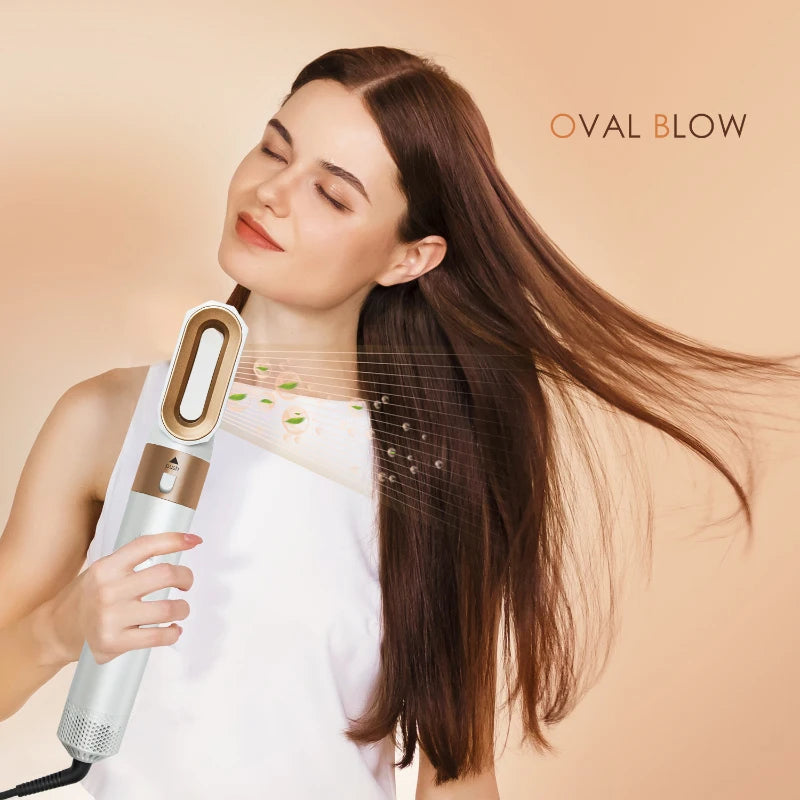 5-in-1 Hot Air Styling Brush Set — Ceramic Blow Dry & Curling Tool, UK Plug