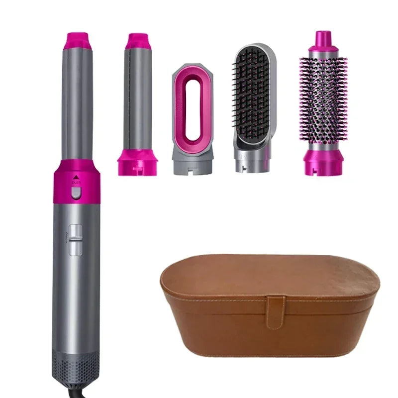 5-in-1 Hot Air Styling Brush Set — Ceramic Blow Dry & Curling Tool, UK Plug
