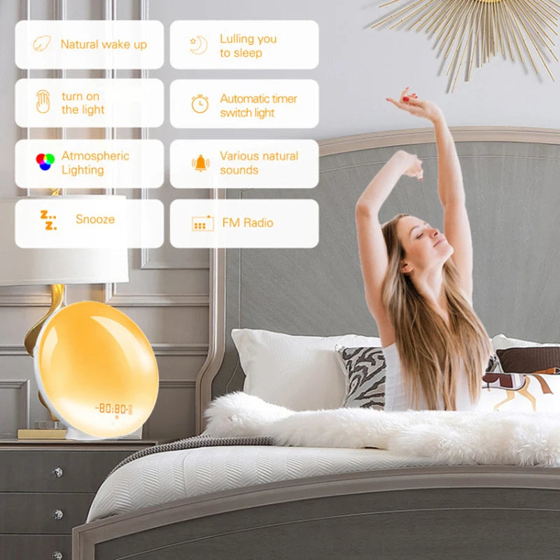 Sunrise Wake-Up Light Alarm Clock — Sunset Simulation, FM Radio & Nature Sounds