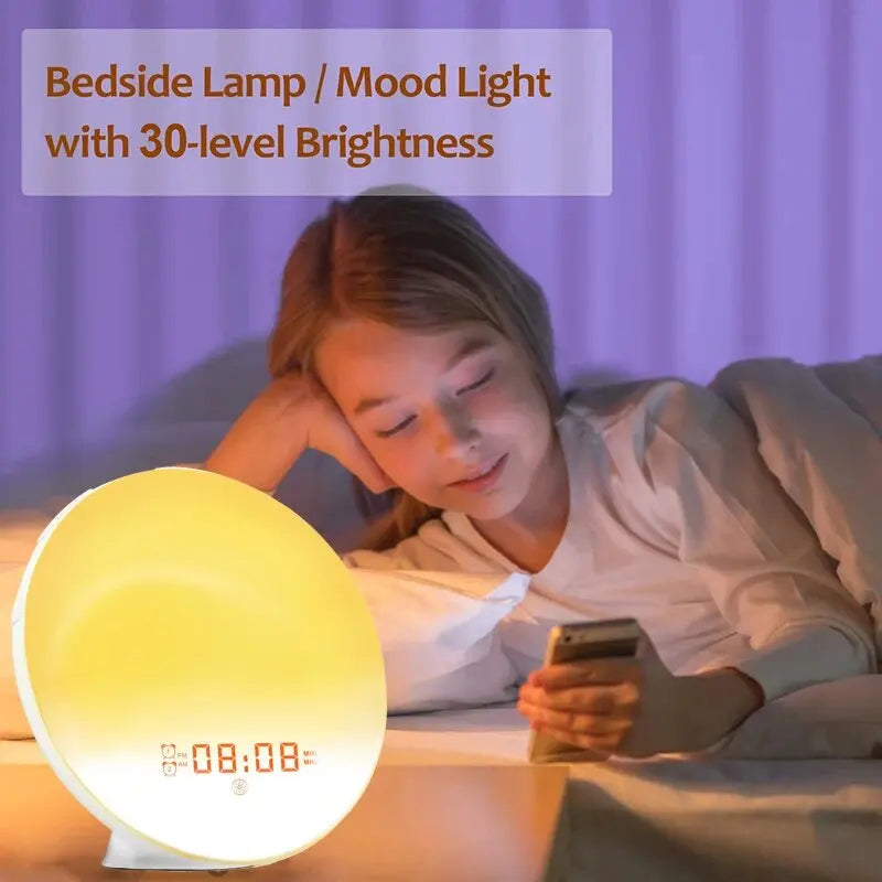 Sunrise Wake-Up Light Alarm Clock — Sunset Simulation, FM Radio & Nature Sounds