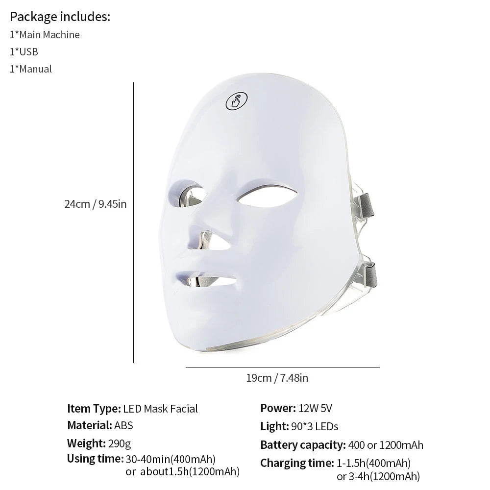 Wireless 7-Colour LED Face Mask — Light Therapy for Radiant, Firmer-Looking Skin