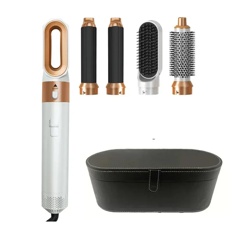 5-in-1 Hot Air Styling Brush Set — Ceramic Blow Dry & Curling Tool, UK Plug