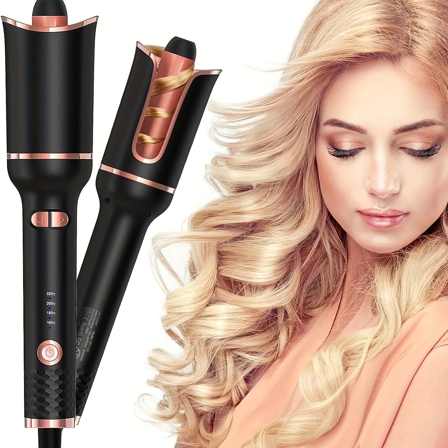 Automatic Hair Curler — Ceramic Rotating Curling Wand with Auto Shut-Off
