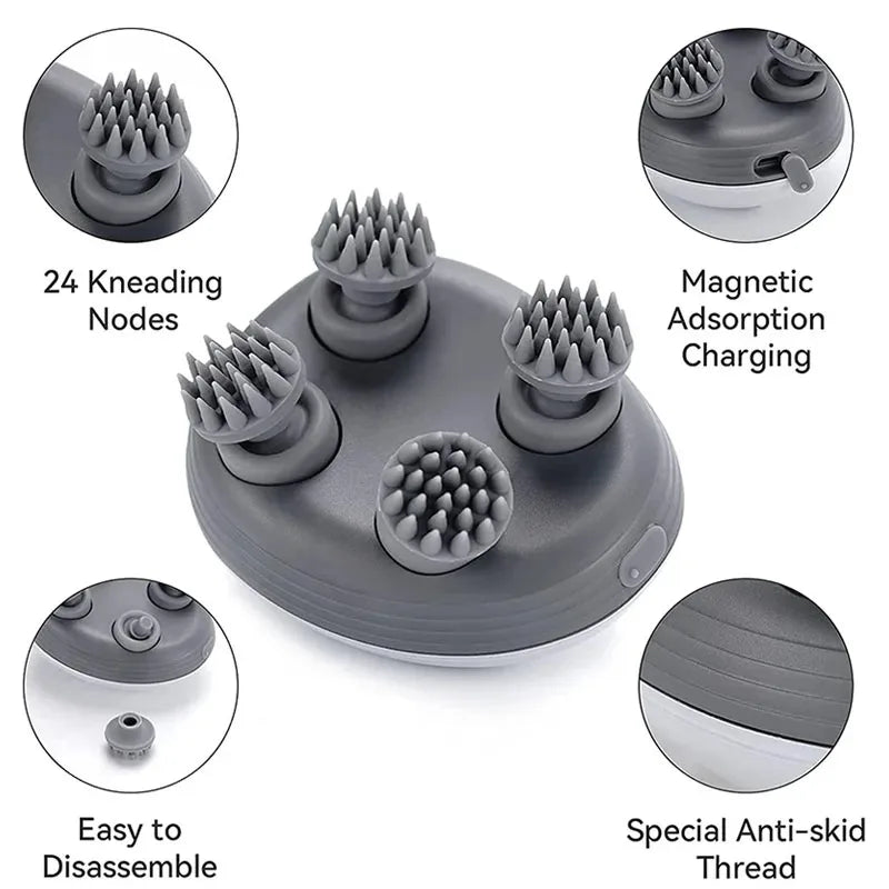 Electric Scalp Massager — Waterproof 3D Head Massager with 6 Massage Modes