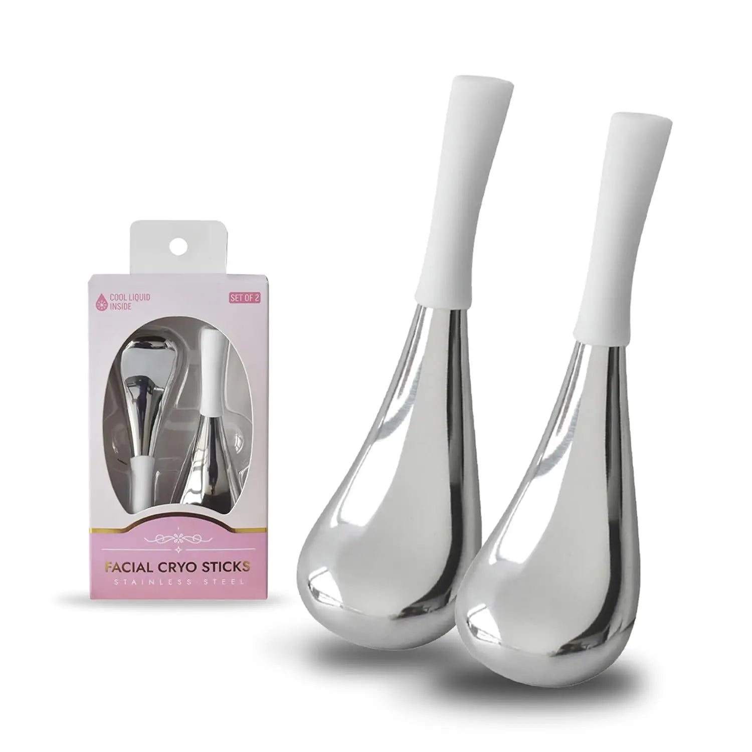 Stainless Steel Ice Globes — Cooling Facial Massage Tool for Puffiness & Glow