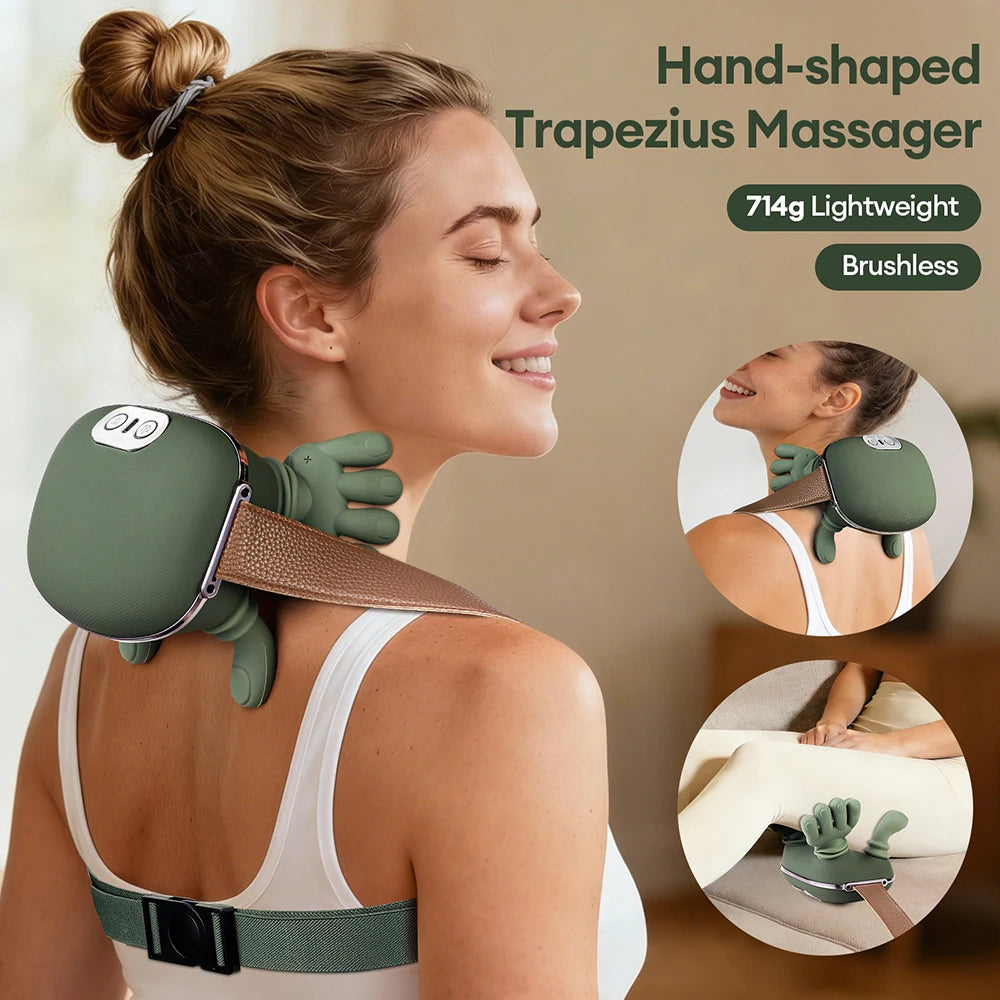 4D Neck & Shoulder Massager — Cordless Trapezius Kneading Wearable with 3 Intensity Levels