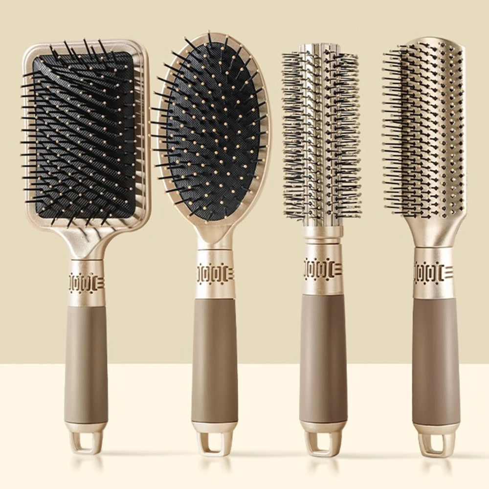 Luxury 4-Piece Hair Brush Set – Round, Paddle, Detangling & Volumising Brushes