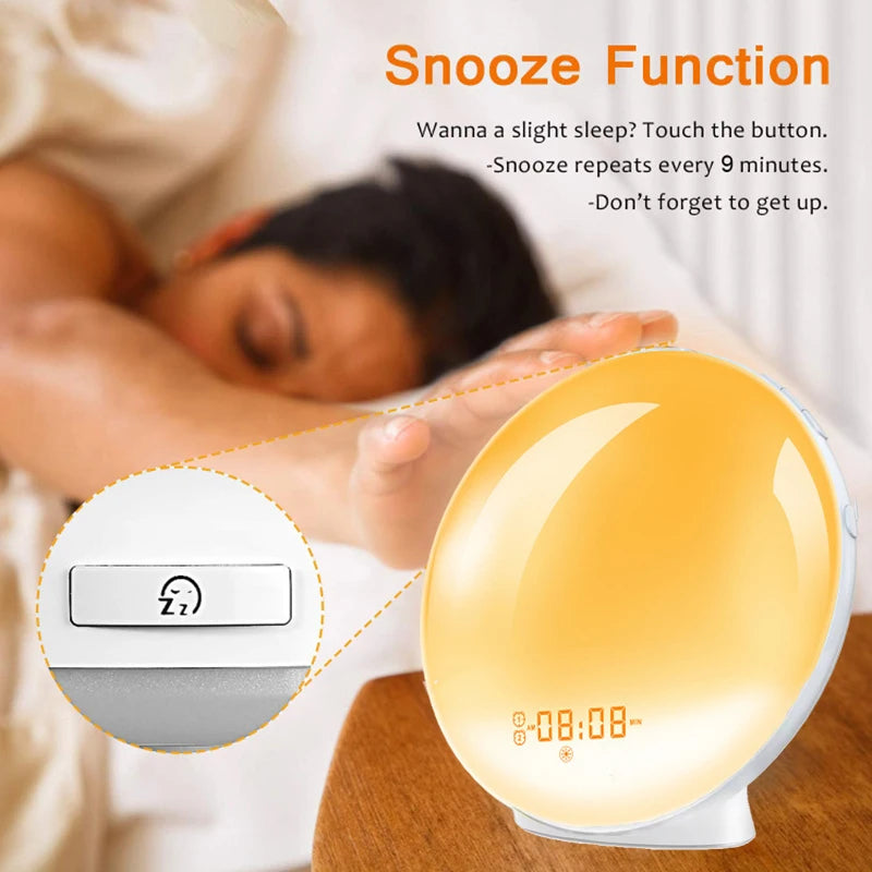 Sunrise Wake-Up Light Alarm Clock — Sunset Simulation, FM Radio & Nature Sounds