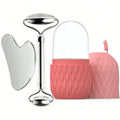 Ice Roller & Stainless Steel Gua Sha Set — Facial Sculpting & De-Puffing Tool