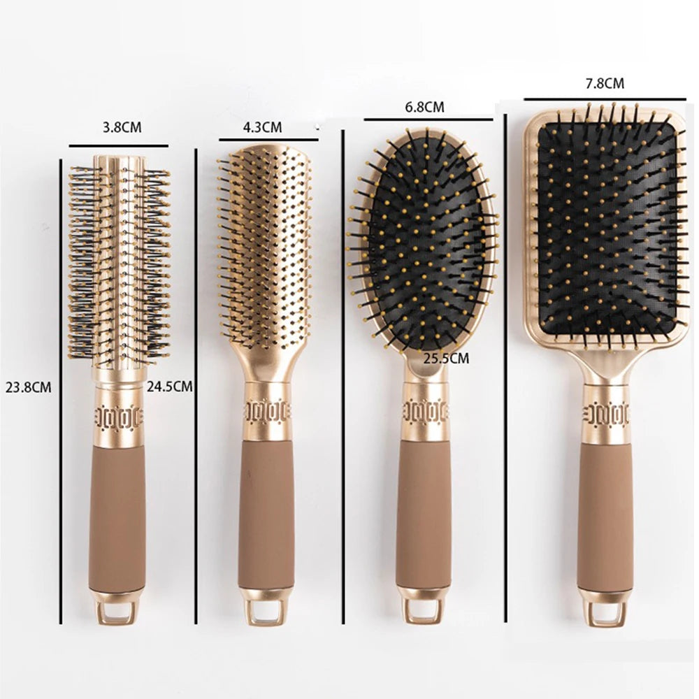 Luxury 4-Piece Hair Brush Set – Round, Paddle, Detangling & Volumising Brushes