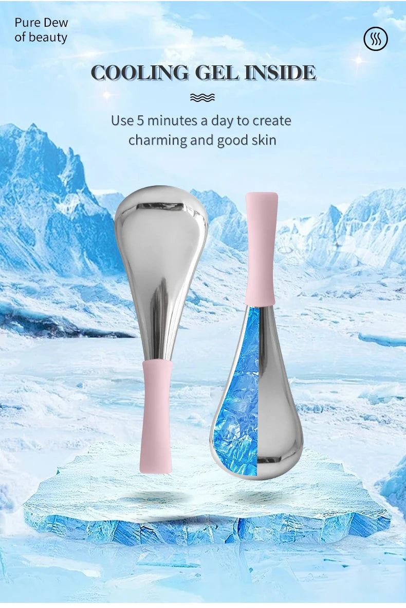 Stainless Steel Ice Globes — Cooling Facial Massage Tool for Puffiness & Glow