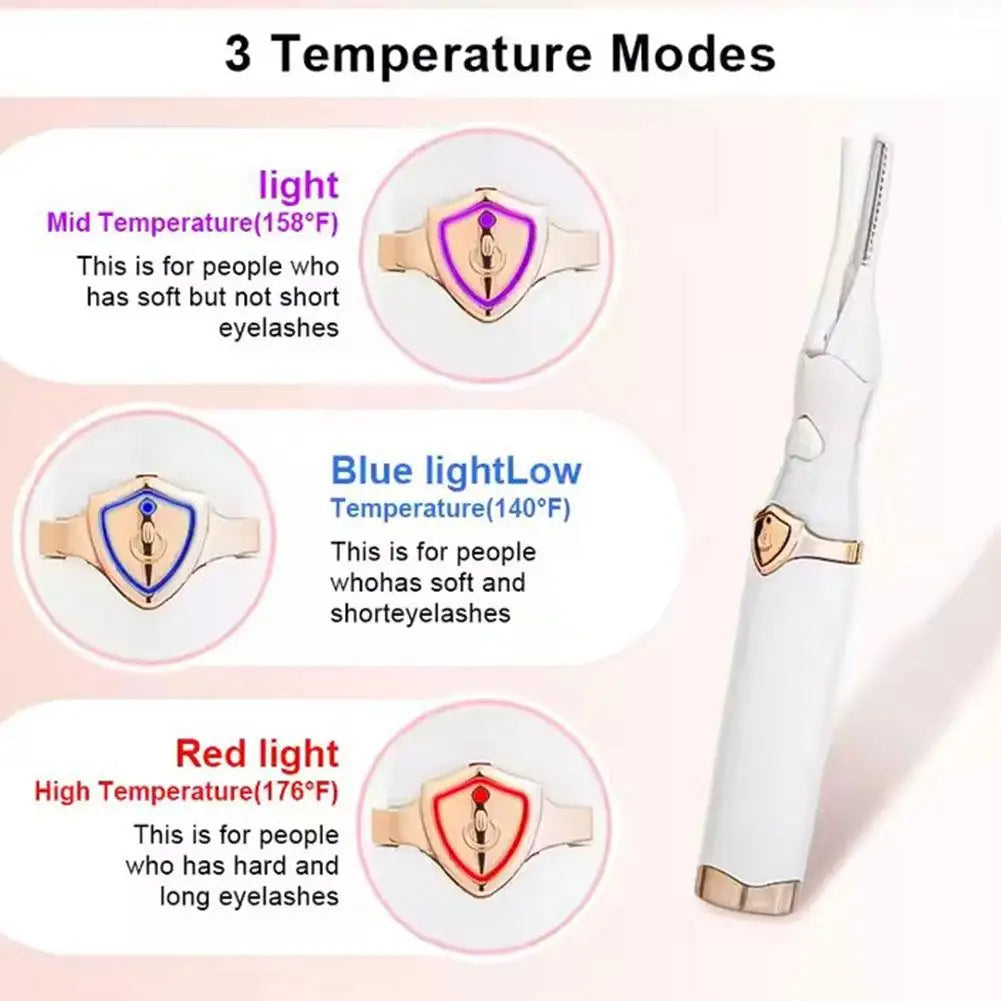 Heated Eyelash Curler — 3 Temperature Modes, USB Rechargeable Lash Styling Tool