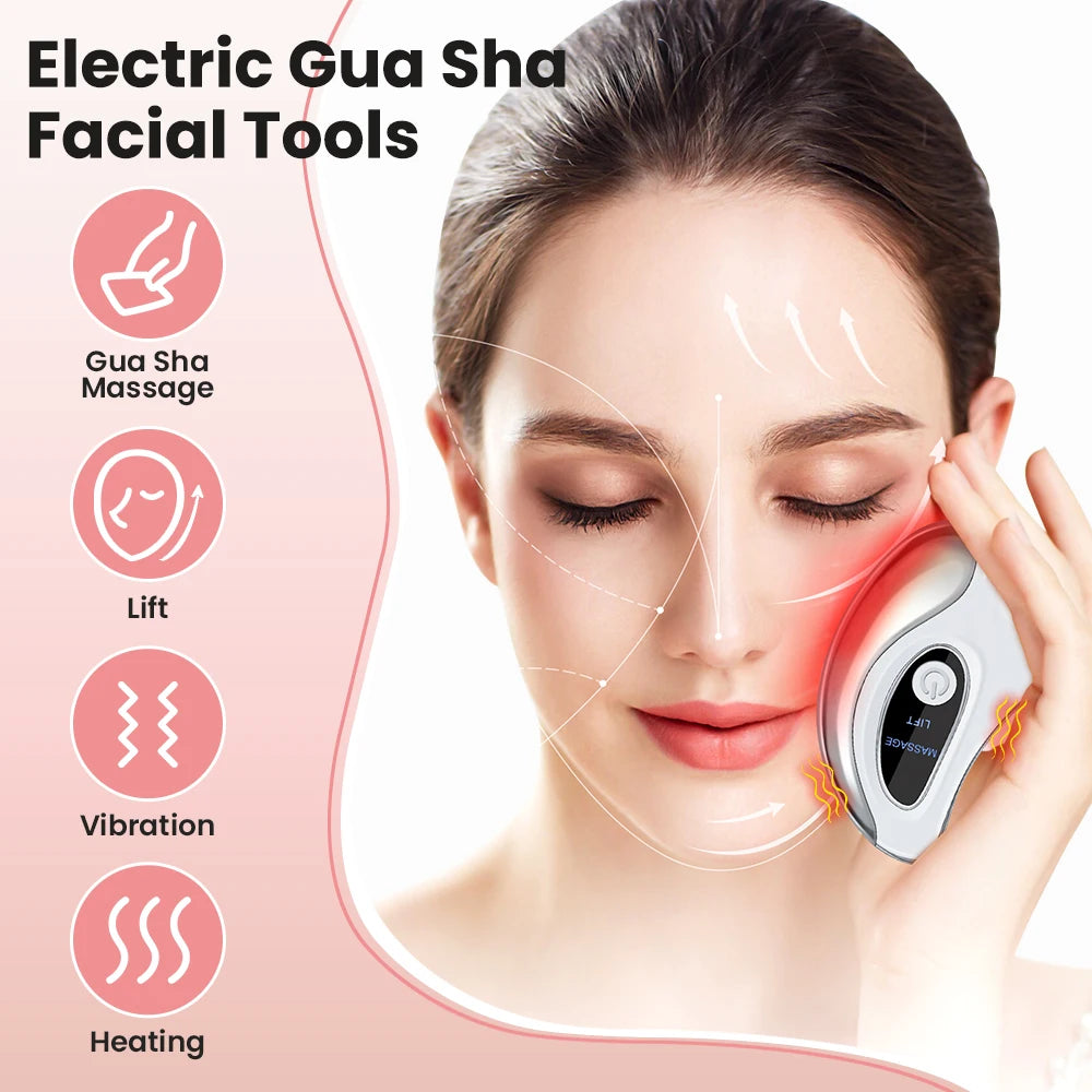 Heated Electric Gua Sha Facial Massager — Vibration & Warming Therapy
