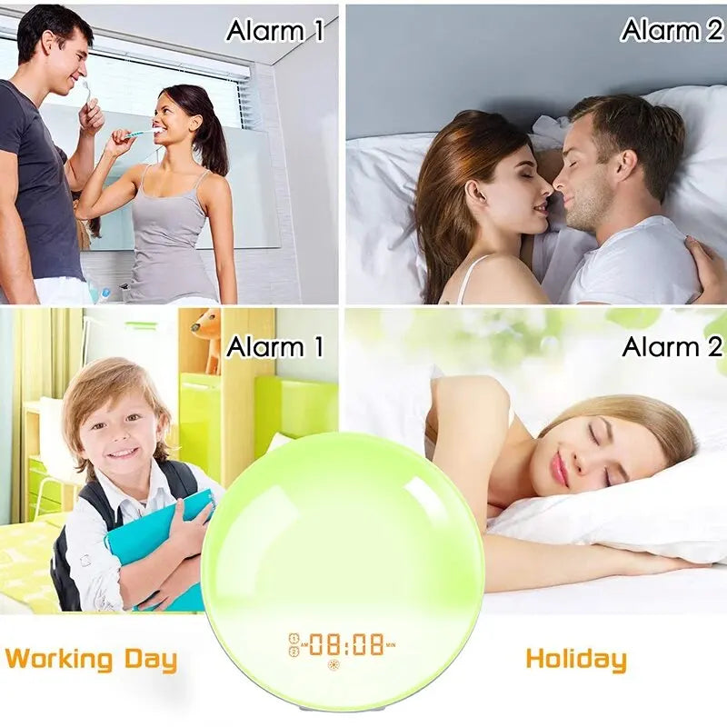Sunrise Wake-Up Light Alarm Clock — Sunset Simulation, FM Radio & Nature Sounds