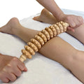 Wooden Body Massage Roller — 12-Wheel Muscle Relief Tool for Legs, Back & Arms
