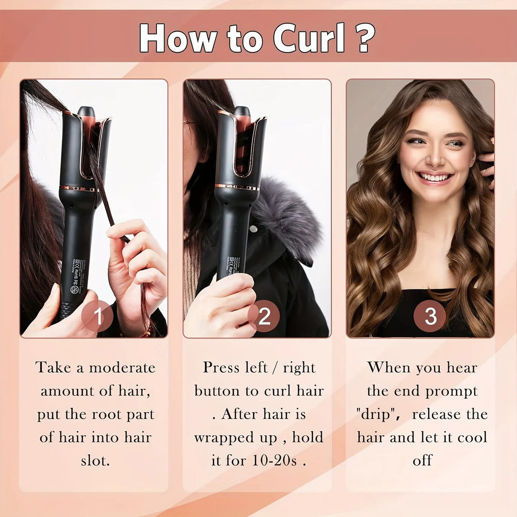 Automatic Hair Curler — Ceramic Rotating Curling Wand with Auto Shut-Off