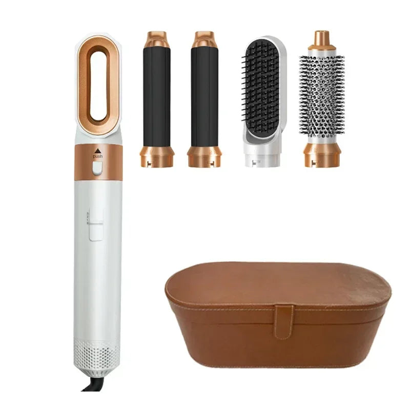 5-in-1 Hot Air Styling Brush Set — Ceramic Blow Dry & Curling Tool, UK Plug