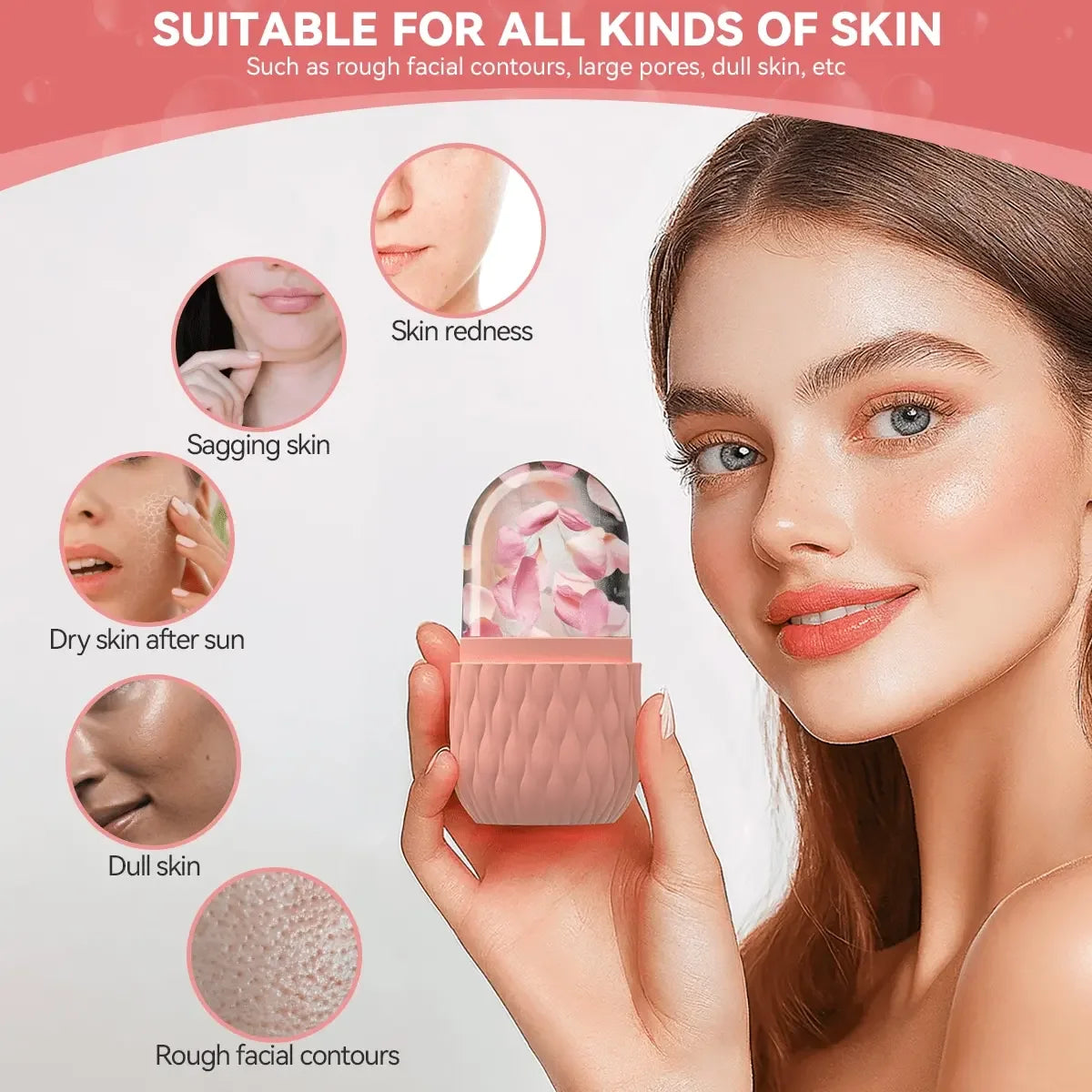 Ice Roller & Stainless Steel Gua Sha Set — Facial Sculpting & De-Puffing Tool