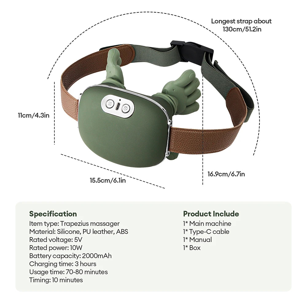 4D Neck & Shoulder Massager — Cordless Trapezius Kneading Wearable with 3 Intensity Levels
