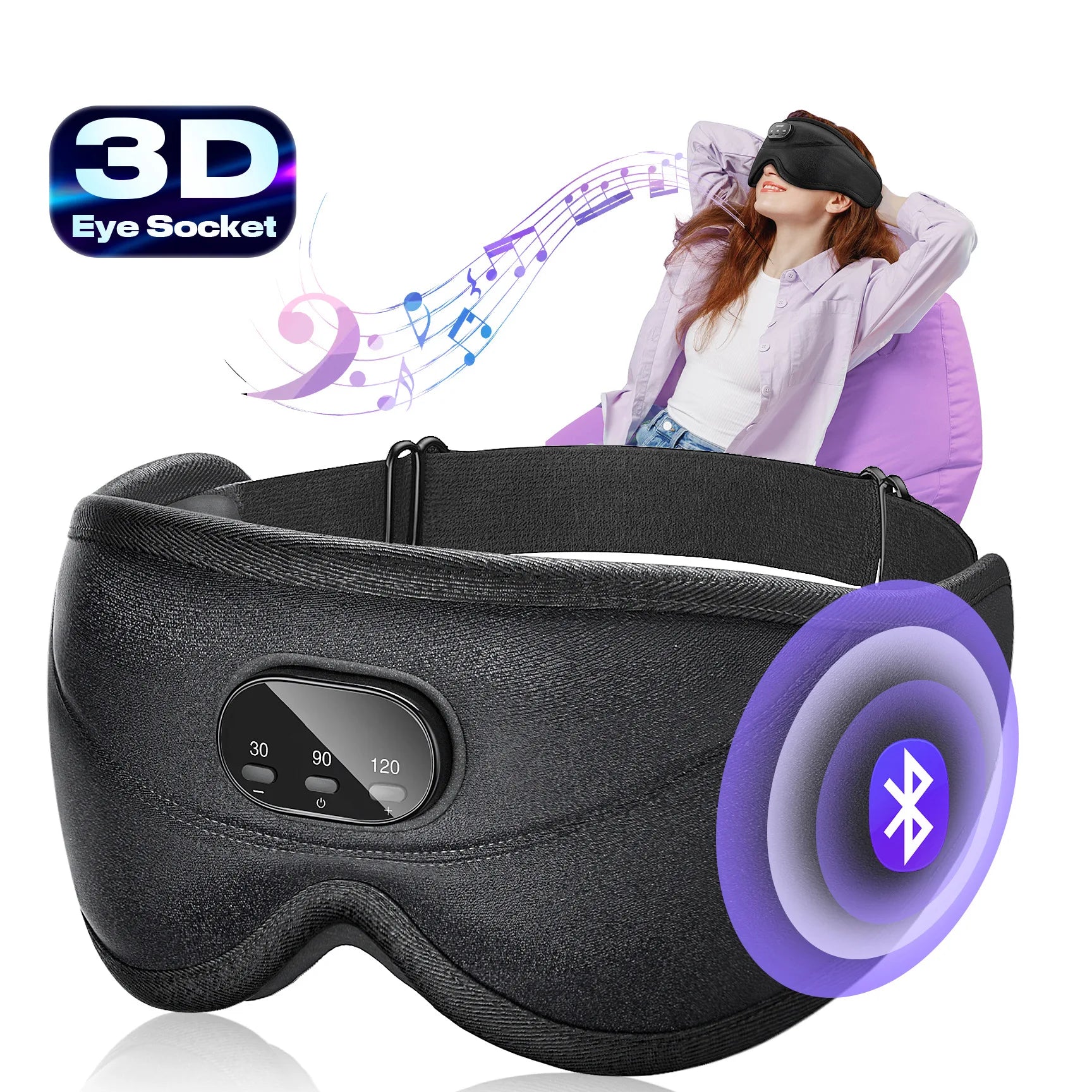 3D Bluetooth Sleep Mask — Blackout Eye Mask with Wireless Headphones