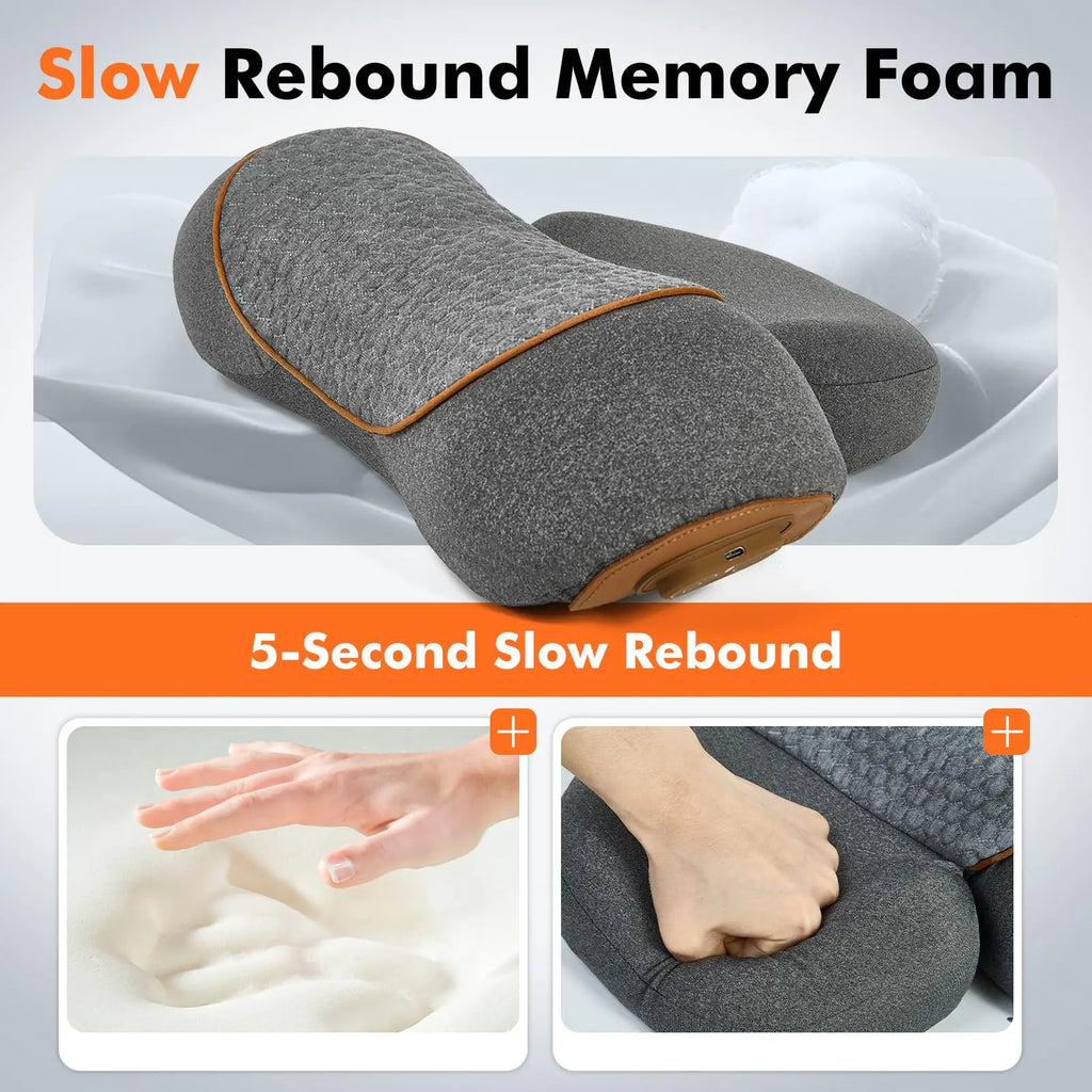 Electric Neck Massager Cervical Pillow Hot Compress Neck Stretch Heating Vibration Neck Shoulder Massage Pillow Back Traction